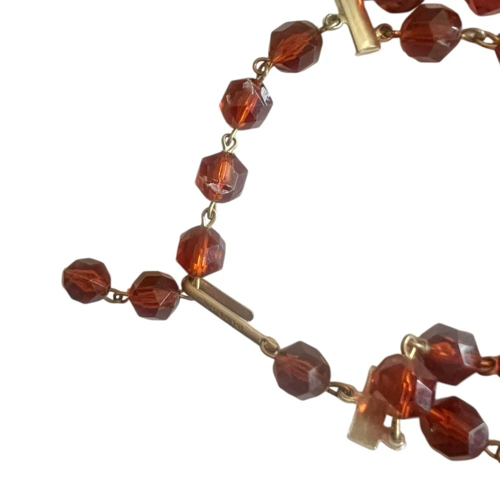 Vintage Double Strand Beaded Adjustable Boho Neurtal Necklace - Picture 3 of 4